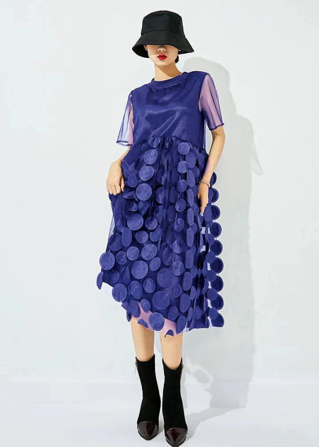 Women Tea Green O-Neck Patchwork Dot Tulle Holiday Dress Summer Women Tea Green O-Neck Patchwork Dot Tulle Holiday Dress Summer