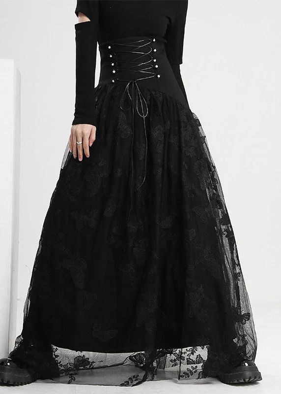 Art Black tie waist Butterfly Tulle Skirt Spring Art Black tie waist Butterfly Tulle Skirt Spring