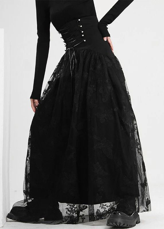 Art Black tie waist Butterfly Tulle Skirt Spring Art Black tie waist Butterfly Tulle Skirt Spring