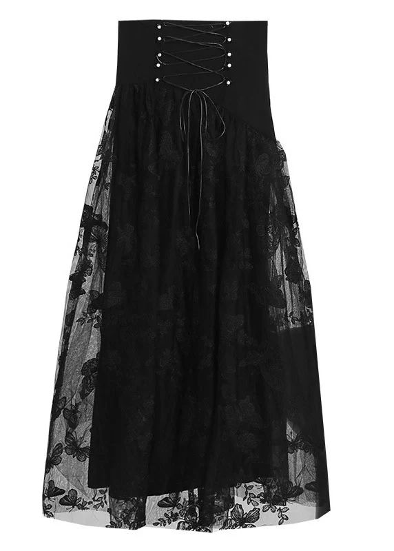 Art Black tie waist Butterfly Tulle Skirt Spring Art Black tie waist Butterfly Tulle Skirt Spring