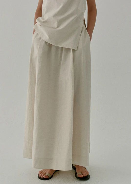 Boutique Side Open Pockets Elastic Waist Linen Skirt Summer Boutique Side Open Pockets Elastic Waist Linen Skirt Summer