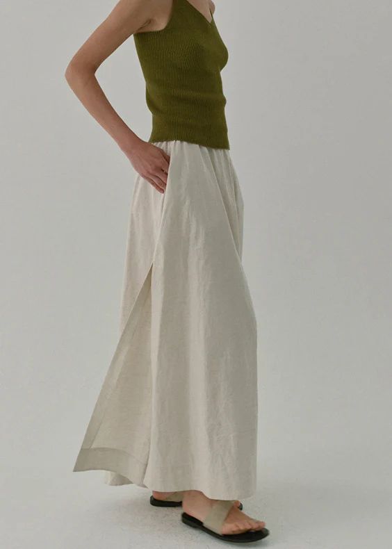 Boutique Side Open Pockets Elastic Waist Linen Skirt Summer Boutique Side Open Pockets Elastic Waist Linen Skirt Summer