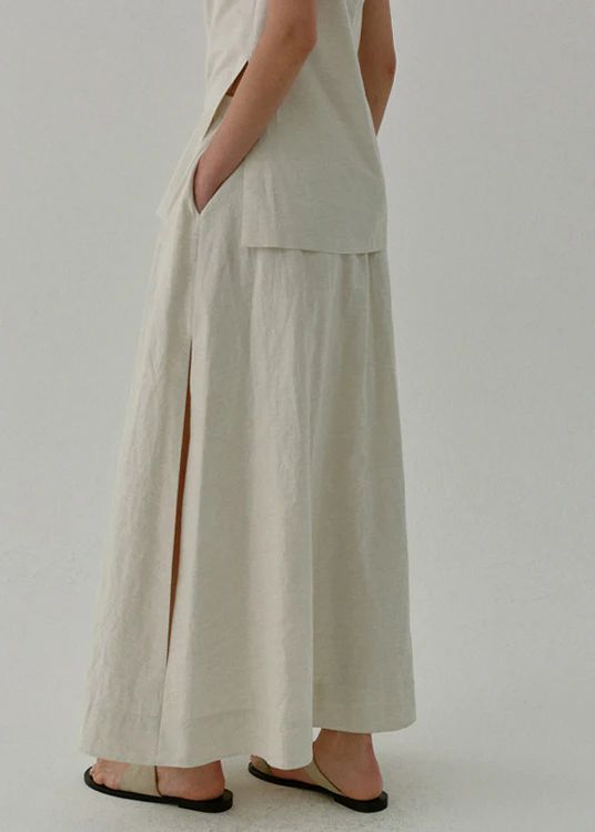 Boutique Side Open Pockets Elastic Waist Linen Skirt Summer Boutique Side Open Pockets Elastic Waist Linen Skirt Summer