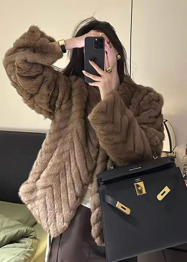 Chic Beige Oversized Warm Faux Mink Hair Coats Winter Chic Beige Oversized Warm Faux Mink Hair Coats Winter