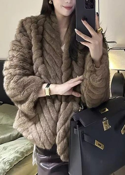 Chic Beige Oversized Warm Faux Mink Hair Coats Winter Chic Beige Oversized Warm Faux Mink Hair Coats Winter