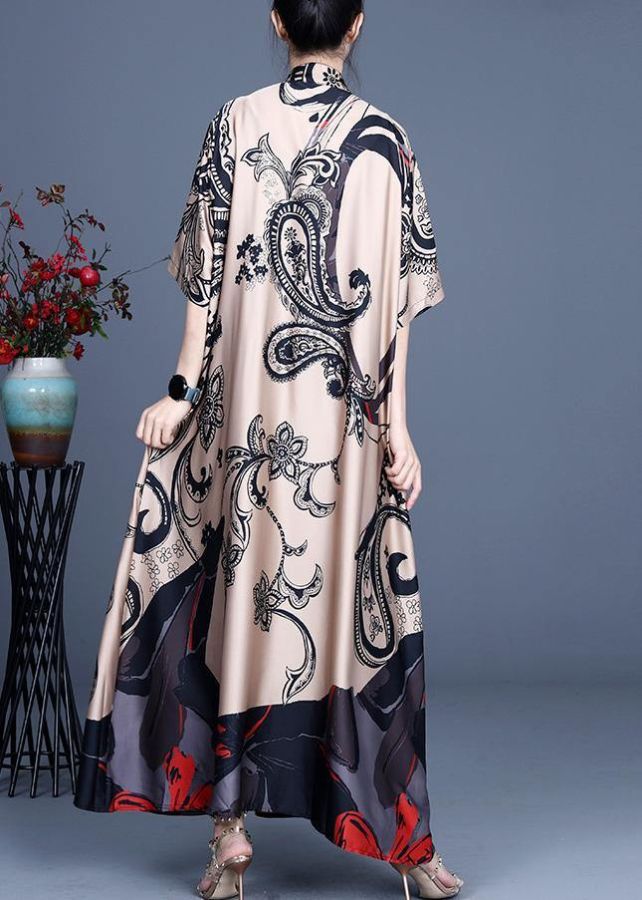 Diy Beige Print Chiffon Cinched Summer Holiday Dress Diy Beige Print Chiffon Cinched Summer Holiday Dress