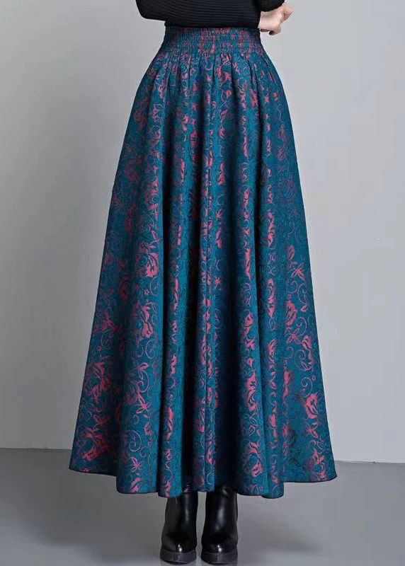 New Blue Pockets Elastic Waist Patchwork Cotton Skirt Winter New Blue Pockets Elastic Waist Patchwork Cotton Skirt Winter