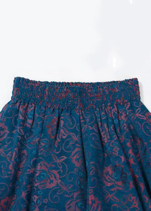 New Blue Pockets Elastic Waist Patchwork Cotton Skirt Winter New Blue Pockets Elastic Waist Patchwork Cotton Skirt Winter