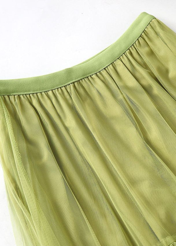 Organic Grass Green Ruffled Exra Large Hem Tulle Holiday Skirt Spring