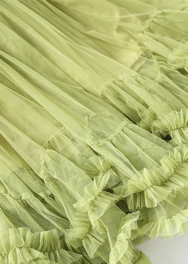 Organic Grass Green Ruffled Exra Large Hem Tulle Holiday Skirt Spring