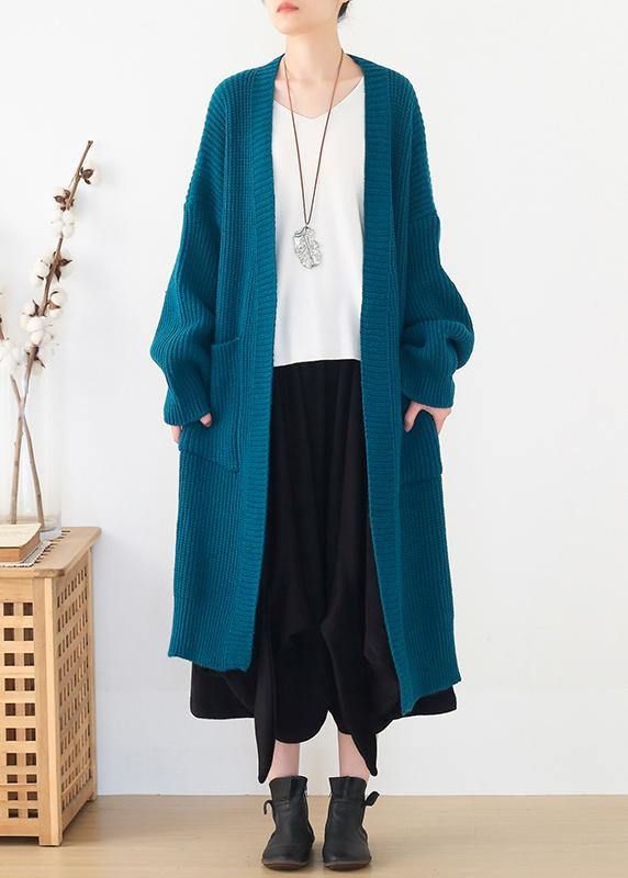 Oversized spring knit sweat tops oversize blue side open knitted cardigans Oversized spring knit sweat tops oversize blue side open knitted cardigans