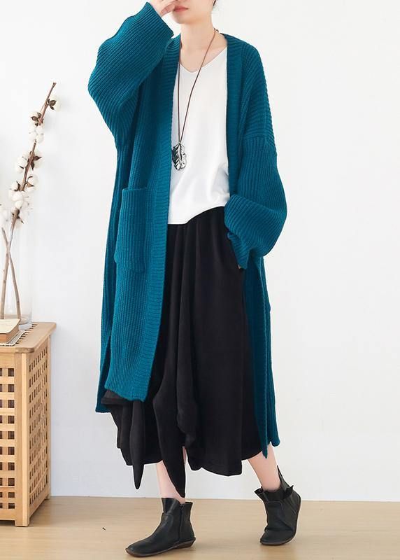 Oversized spring knit sweat tops oversize blue side open knitted cardigans Oversized spring knit sweat tops oversize blue side open knitted cardigans