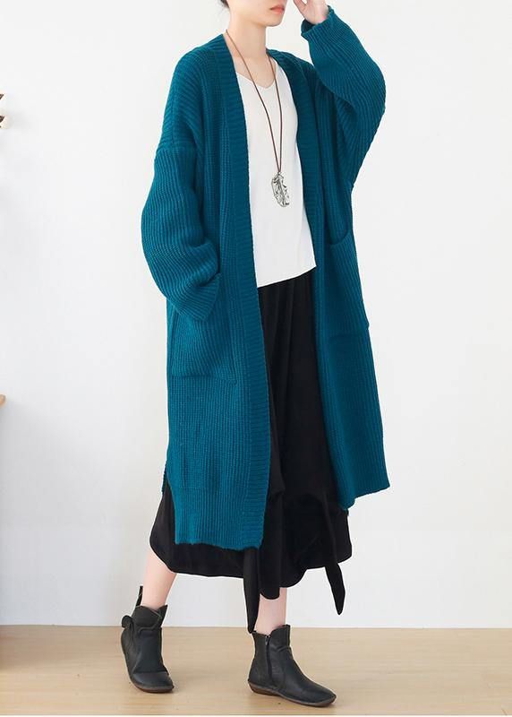 Oversized spring knit sweat tops oversize blue side open knitted cardigans Oversized spring knit sweat tops oversize blue side open knitted cardigans