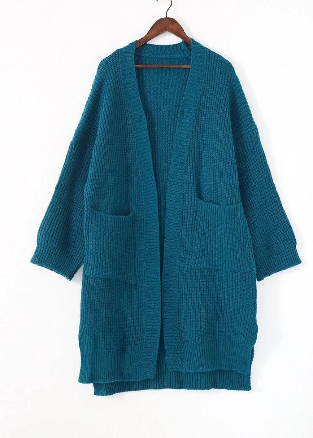 Oversized spring knit sweat tops oversize blue side open knitted cardigans Oversized spring knit sweat tops oversize blue side open knitted cardigans