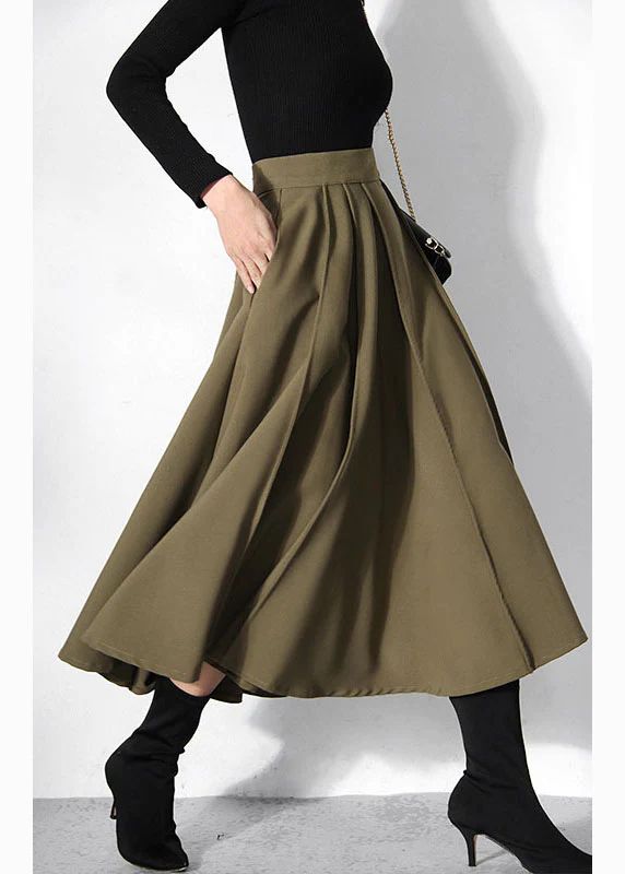 2025 Fitted Green pleated Skirts Spring