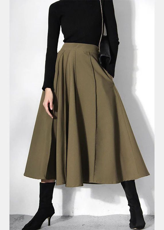2025 Fitted Green pleated Skirts Spring