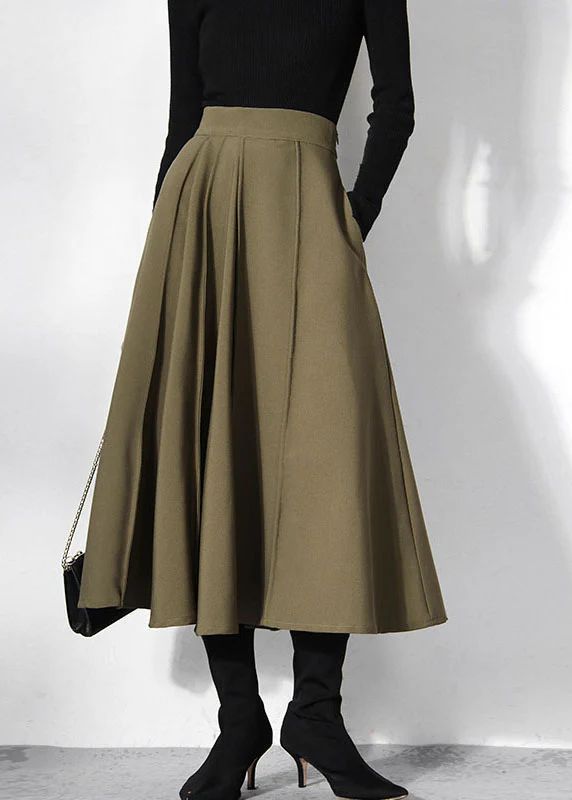 2025 Fitted Green pleated Skirts Spring