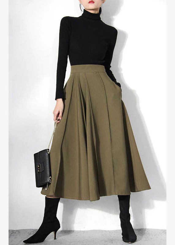 2025 Fitted Green pleated Skirts Spring