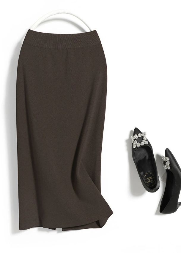 Women Black Elastic Waist Knit Maxi Skirt Fall Women Black Elastic Waist Knit Maxi Skirt Fall