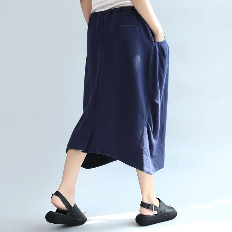 dark blue casual knitting cotton skirts elastic waist beach skirts dark blue casual knitting cotton skirts elastic waist beach skirts
